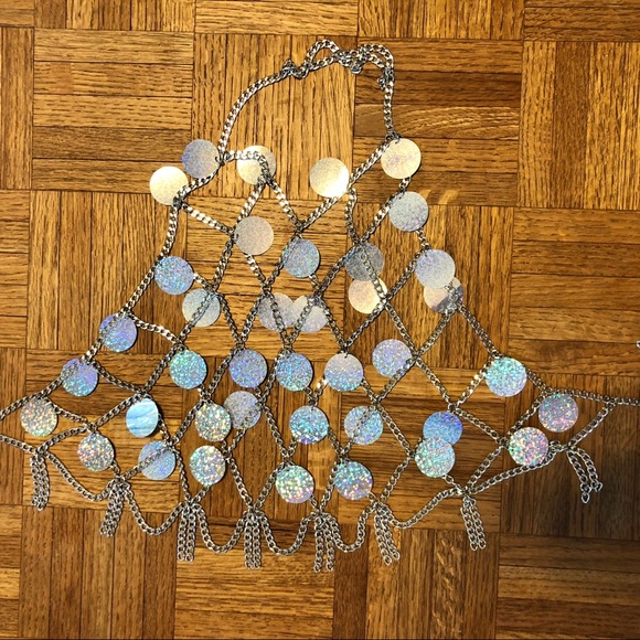 Sequin crop top rave festival harness mermaid - Picture 5 of 8